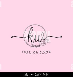 KW Initial handwriting logo with circle Stock Vector