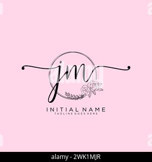 JM Initial handwriting logo with circle Stock Vector