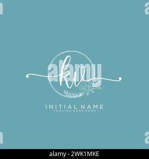 KV Initial handwriting logo with circle Stock Vector