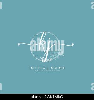 KJ Initial handwriting logo with circle Stock Vector