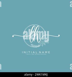 LH Initial handwriting logo with circle Stock Vector