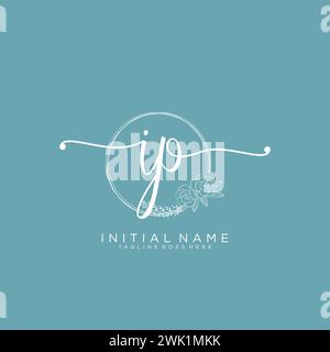 IP Initial handwriting logo with circle Stock Vector