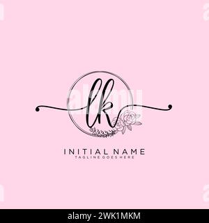 LK Initial handwriting logo with circle Stock Vector