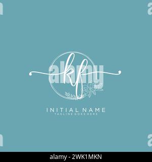 KF Initial handwriting logo with circle Stock Vector