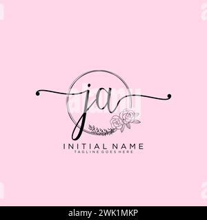 JA Initial handwriting logo with circle Stock Vector
