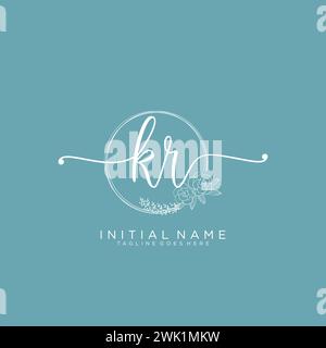 KR Initial handwriting logo with circle Stock Vector