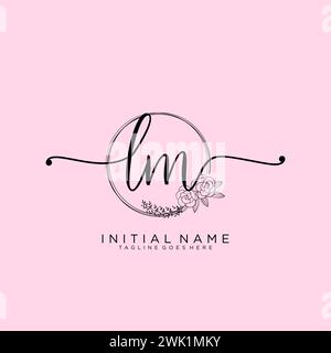 LM Initial handwriting logo with circle Stock Vector