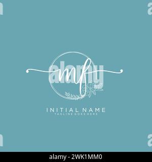 MF Initial handwriting logo with circle Stock Vector