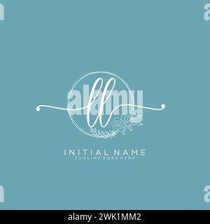 LL Initial handwriting logo with circle Stock Vector