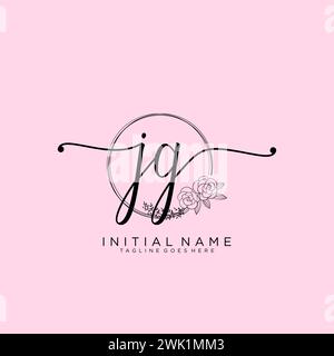 JG Initial handwriting logo with circle Stock Vector