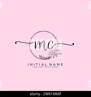MC Initial handwriting logo with circle Stock Vector