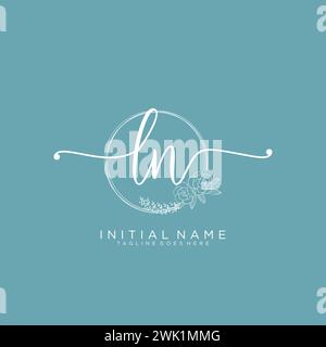 LN Initial handwriting logo with circle Stock Vector