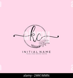 KC Initial handwriting logo with circle Stock Vector
