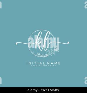 KL Initial handwriting logo with circle Stock Vector