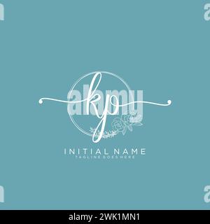 KP Initial handwriting logo with circle Stock Vector