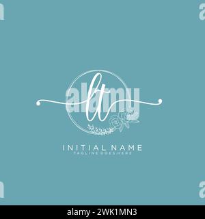 LT Initial handwriting logo with circle Stock Vector