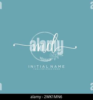 MD Initial handwriting logo with circle Stock Vector