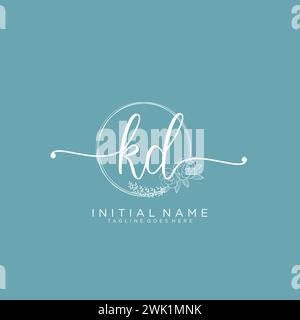 KD Initial handwriting logo with circle Stock Vector