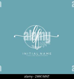 LF Initial handwriting logo with circle Stock Vector