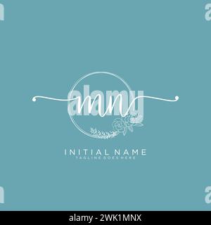 MN Initial handwriting logo with circle Stock Vector