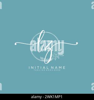 LZ Initial handwriting logo with circle Stock Vector