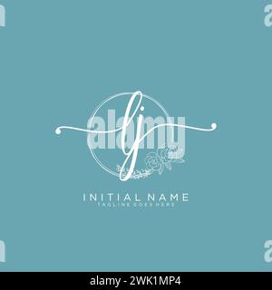 LJ Initial handwriting logo with circle Stock Vector