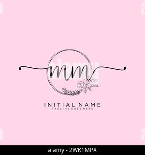 MM Initial handwriting logo with circle Stock Vector