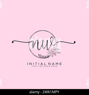 NW Initial handwriting logo with circle Stock Vector