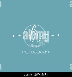 LR Initial handwriting logo with circle Stock Vector