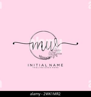 MW Initial handwriting logo with circle Stock Vector
