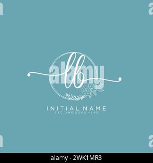 LB Initial handwriting logo with circle Stock Vector