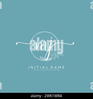 MJ Initial handwriting logo with circle Stock Vector