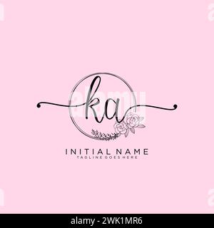 KA Initial handwriting logo with circle Stock Vector