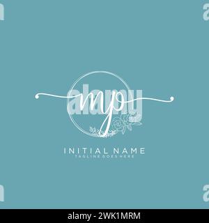 MP Initial handwriting logo with circle Stock Vector