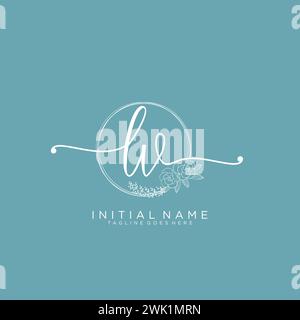 LV Initial handwriting logo with circle Stock Vector