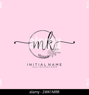 MK Initial handwriting logo with circle Stock Vector