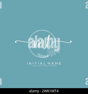 MT Initial handwriting logo with circle Stock Vector