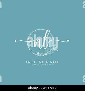 NL Initial handwriting logo with circle Stock Vector