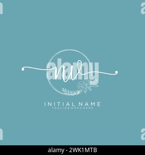 NV Initial handwriting logo with circle Stock Vector