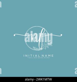 NF Initial handwriting logo with circle Stock Vector
