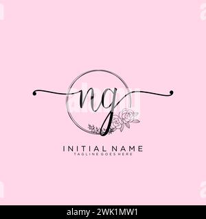 NG Initial handwriting logo with circle Stock Vector