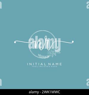 NR Initial handwriting logo with circle Stock Vector
