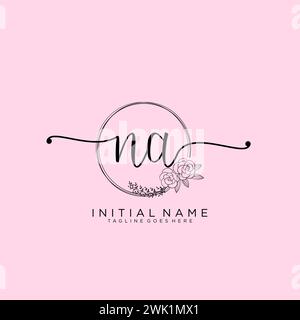 NA Initial handwriting logo with circle Stock Vector