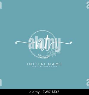 NT Initial handwriting logo with circle Stock Vector