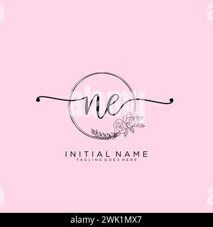 NE Initial handwriting logo with circle Stock Vector