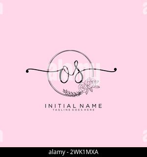 OS Initial handwriting logo with circle Stock Vector