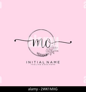 MO Initial handwriting logo with circle Stock Vector