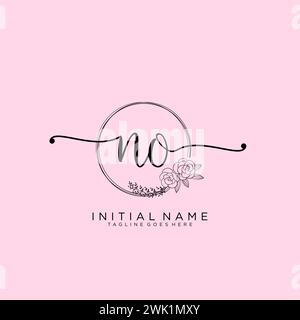 NO Initial handwriting logo with circle Stock Vector