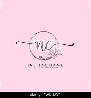 NC Initial handwriting logo with circle Stock Vector