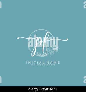 PF Initial handwriting logo with circle Stock Vector